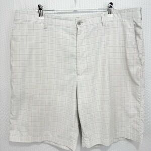 PGA Tour Golf Shorts Flat Front  5 Pockets Off White Grey Print Mens Size 38